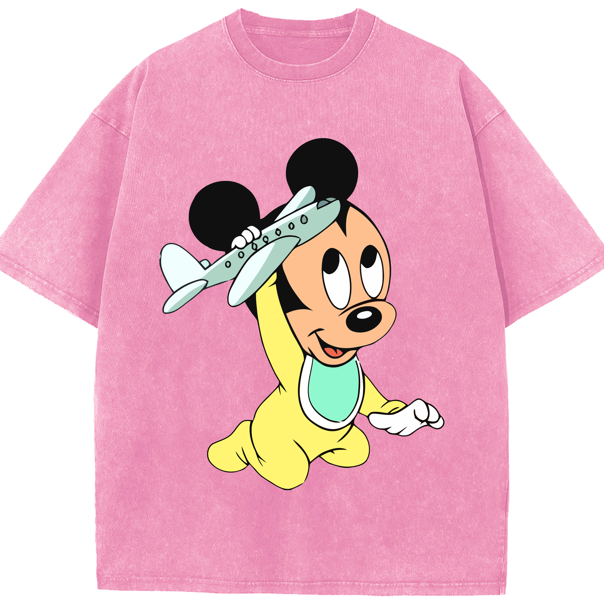 （画像用） ミッキーマウス Mickey Mouse 綿100% ヴィンテージ風 半袖Tシャツ（フロントプリント）